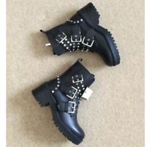 NWT ZARA STUDDED LEATHER ANKLE BOOTS